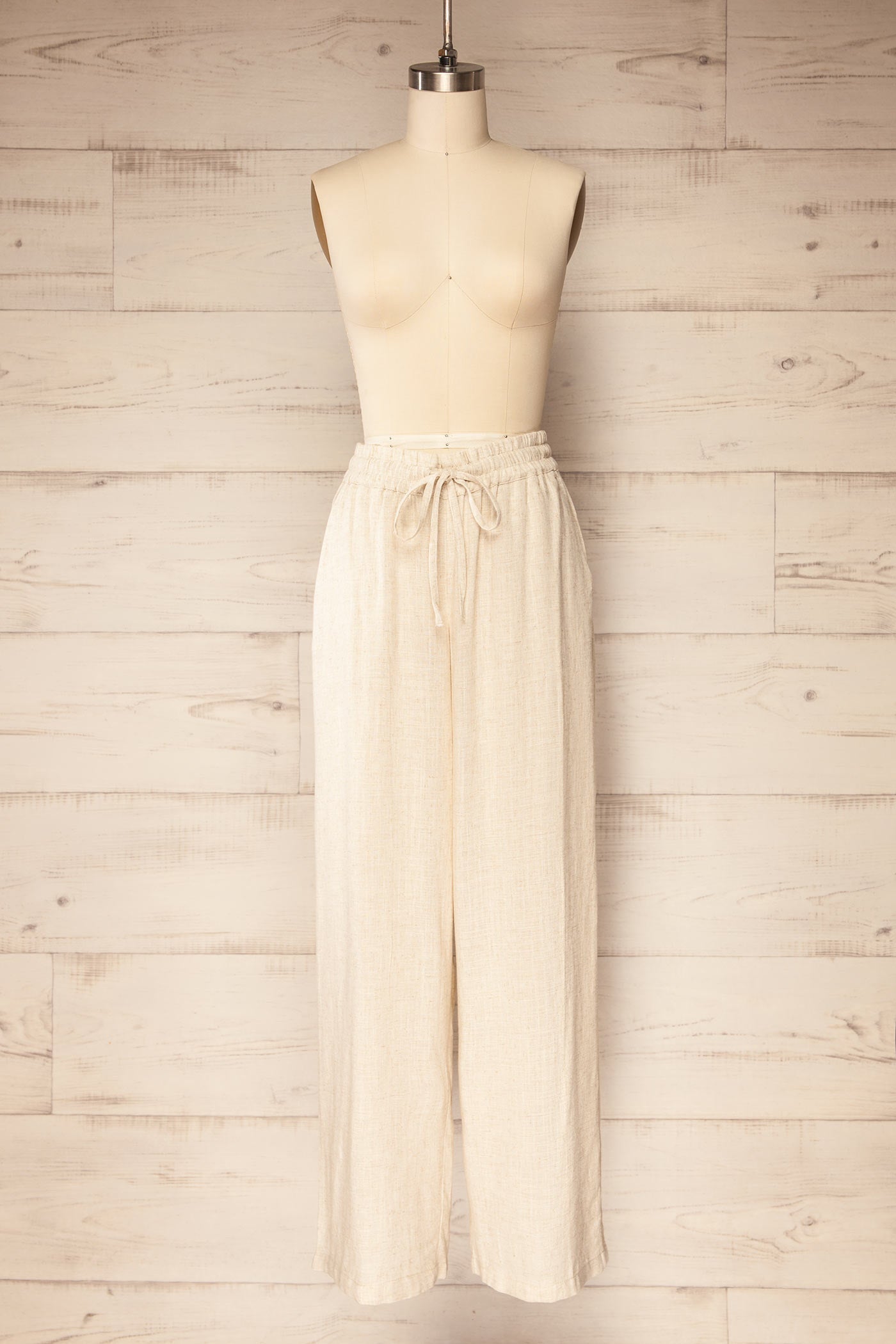 Bharhut | Wide Leg Beige Pants with Pockets