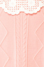 Braden | Pink Knit Cardigan with Peter Pan Collar and Cable Details