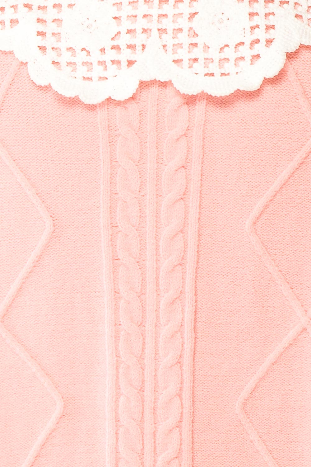 Braden | Pink Knit Cardigan with Peter Pan Collar and Cable Details