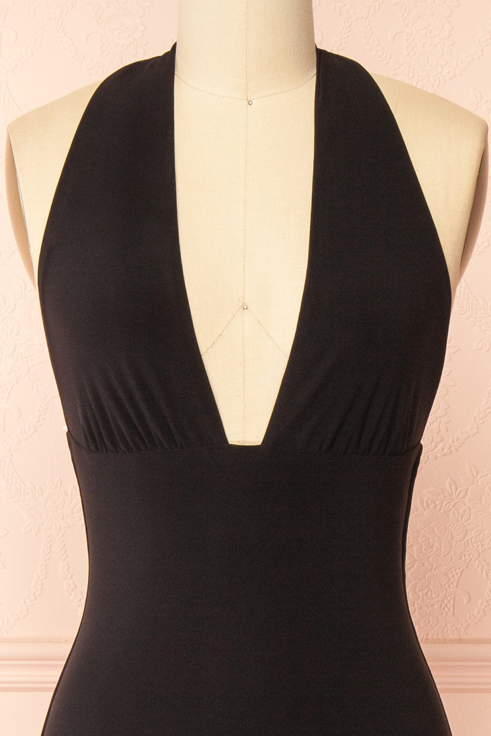 Caiden Black | Halter V Neck Open Back Mermaid Dress