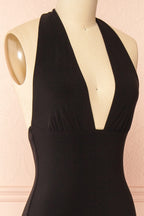Caiden Black | Halter V Neck Open Back Mermaid Dress