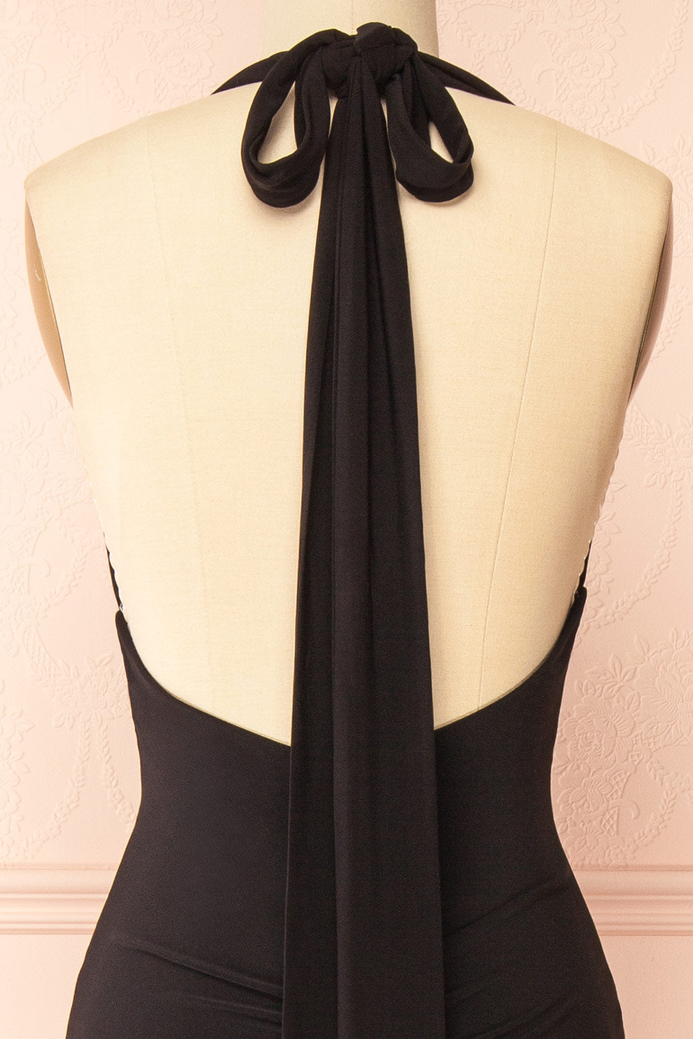 Caiden Black | Halter V Neck Open Back Mermaid Dress