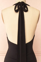 Caiden Black | Halter V Neck Open Back Mermaid Dress