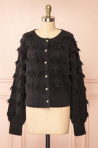 Caradine Black | Knit Cardigan with Fringe