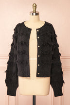 Caradine Black | Knit Cardigan with Fringe