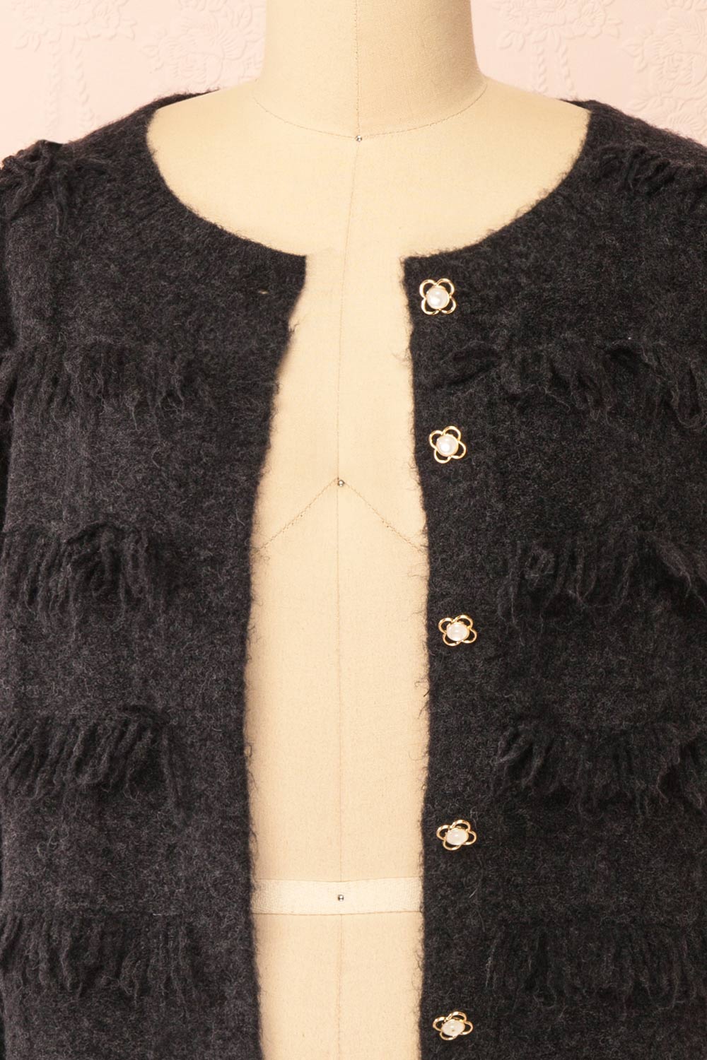 Caradine Black | Knit Cardigan with Fringe