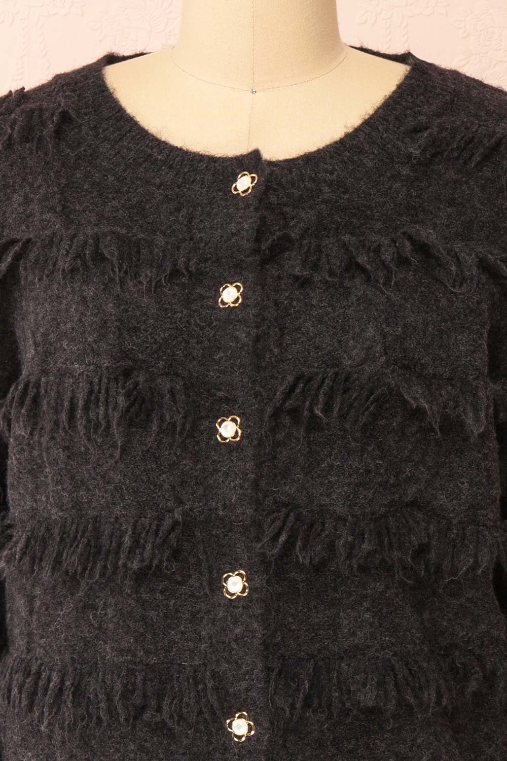 Caradine Black | Knit Cardigan with Fringe