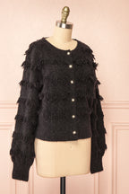 Caradine Black | Knit Cardigan with Fringe