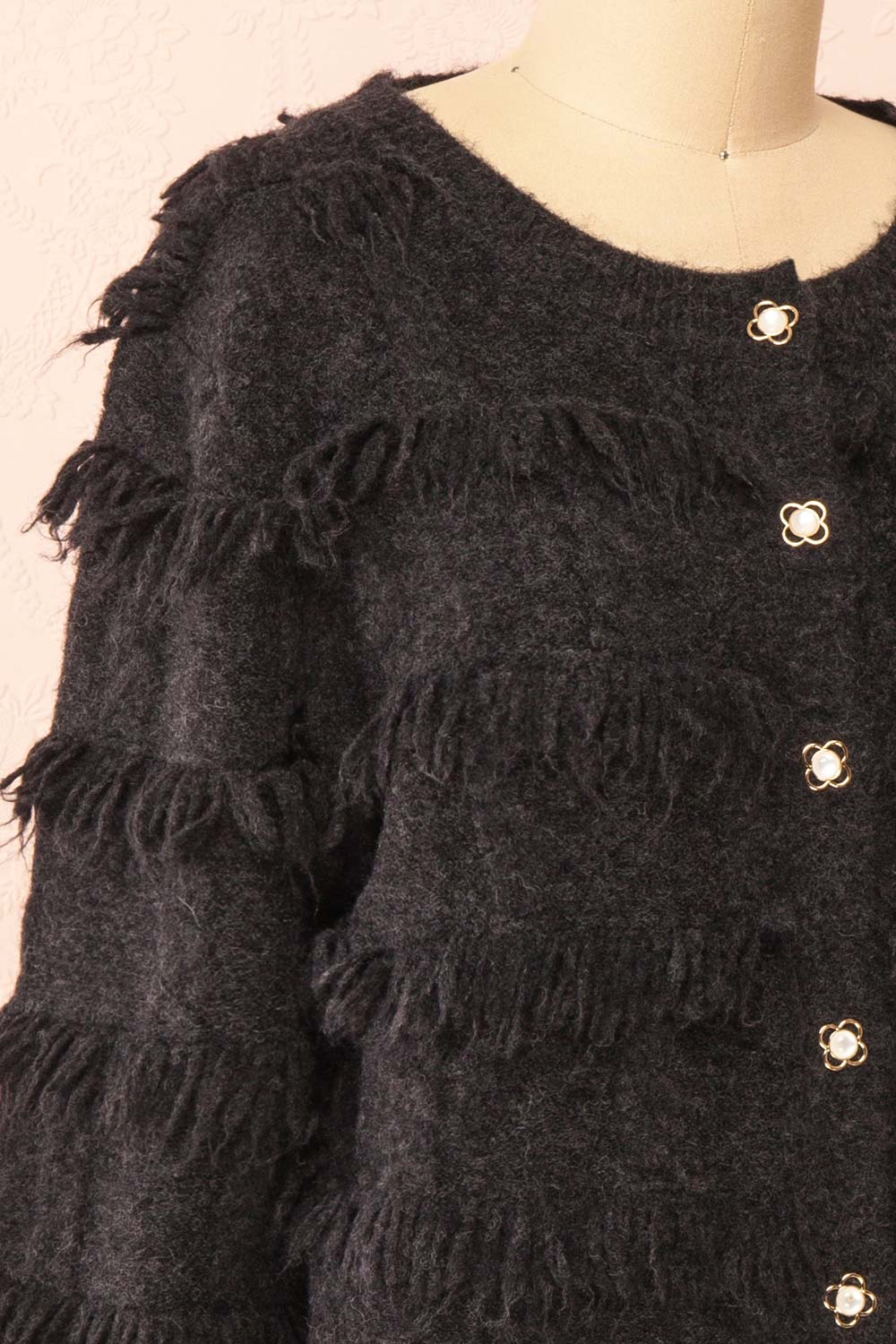 Caradine Black | Knit Cardigan with Fringe