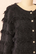 Caradine Black | Knit Cardigan with Fringe