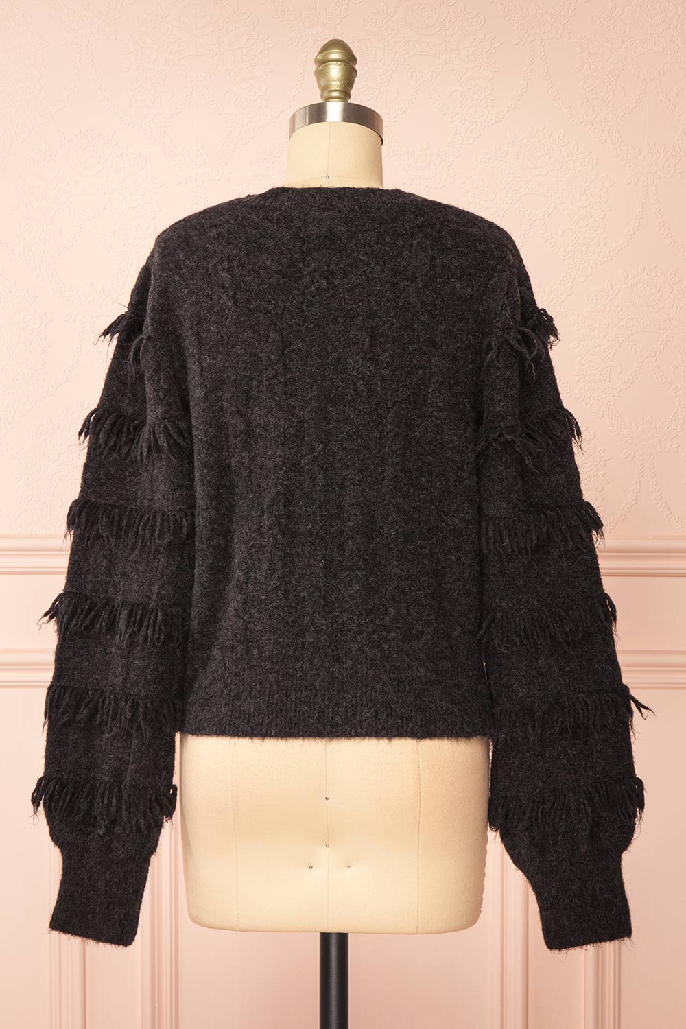 Caradine Black | Knit Cardigan with Fringe