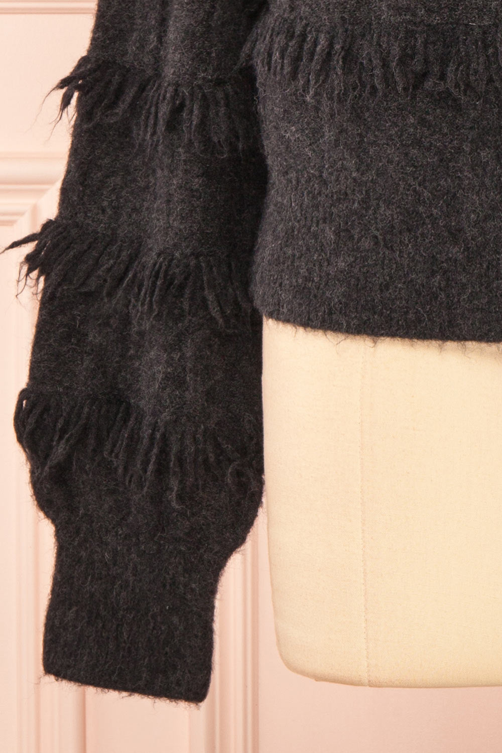 Caradine Black | Knit Cardigan with Fringe