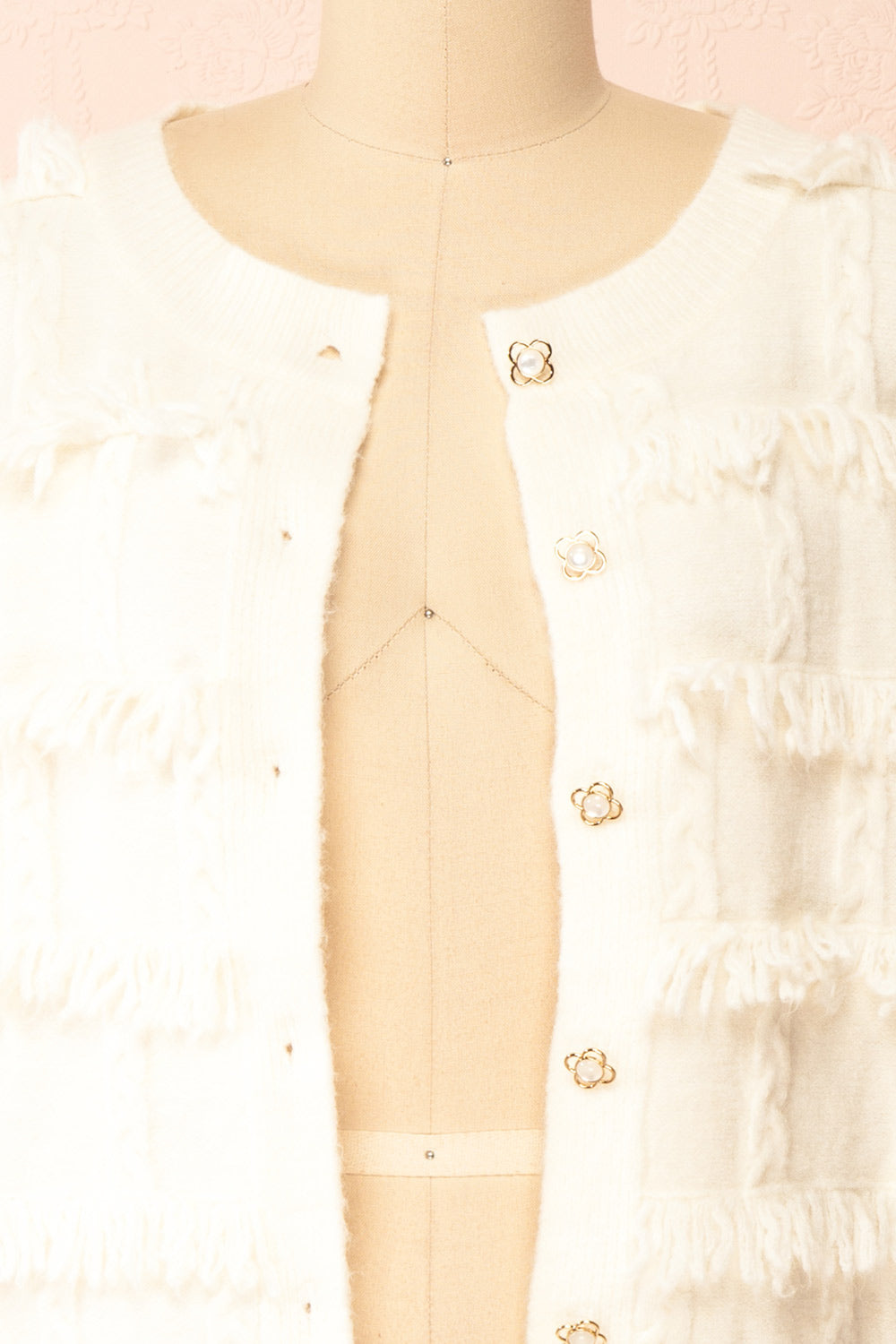 Caradine Ivory | Knit Cardigan with Fringe