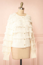 Caradine Ivory | Knit Cardigan with Fringe