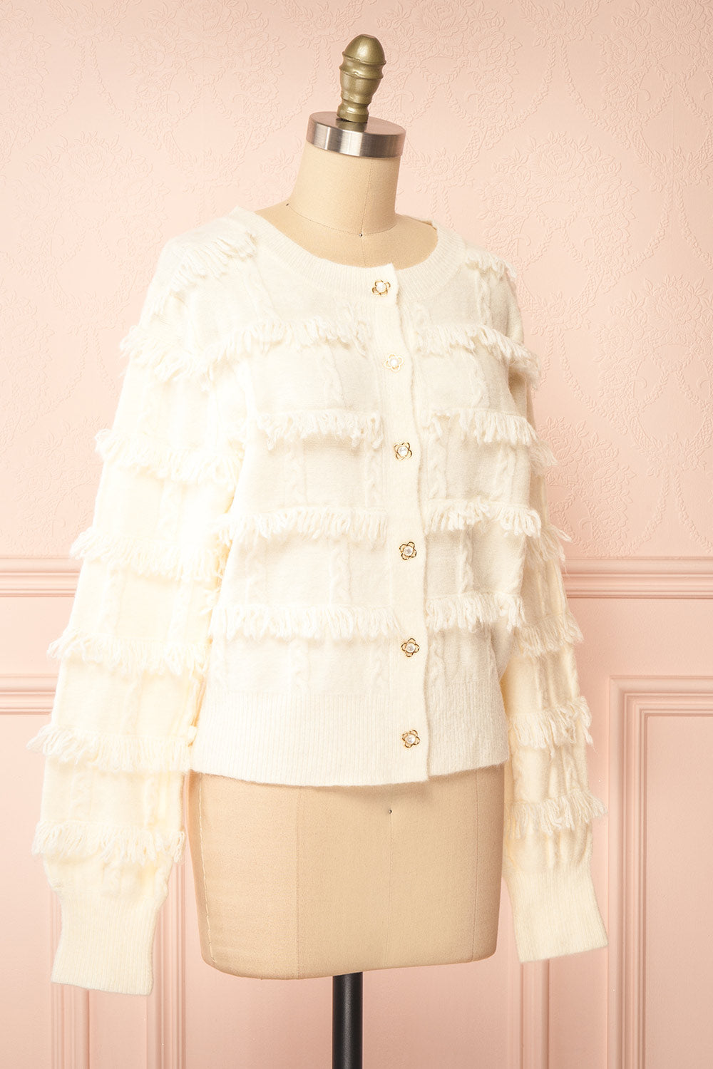 Caradine Ivory | Knit Cardigan with Fringe