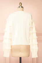 Caradine Ivory | Knit Cardigan with Fringe