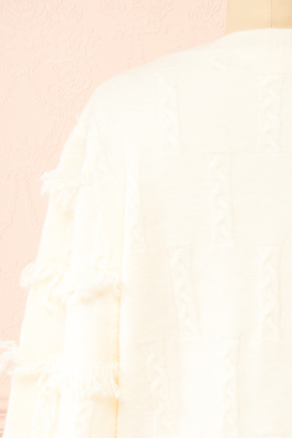 Caradine Ivory | Knit Cardigan with Fringe