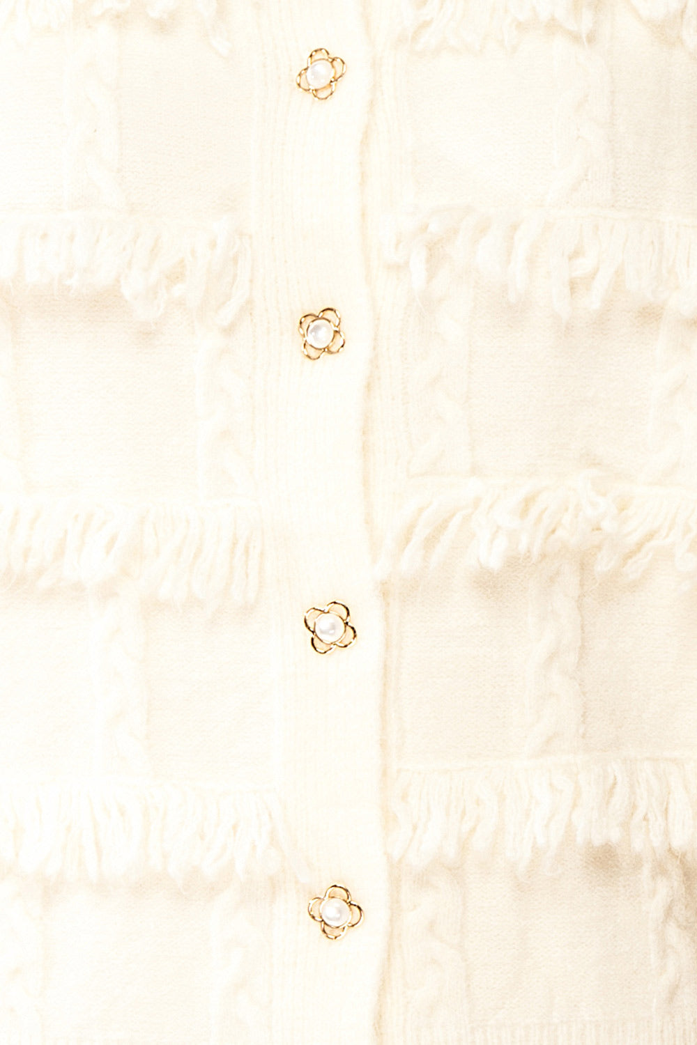 Caradine Ivory | Knit Cardigan with Fringe