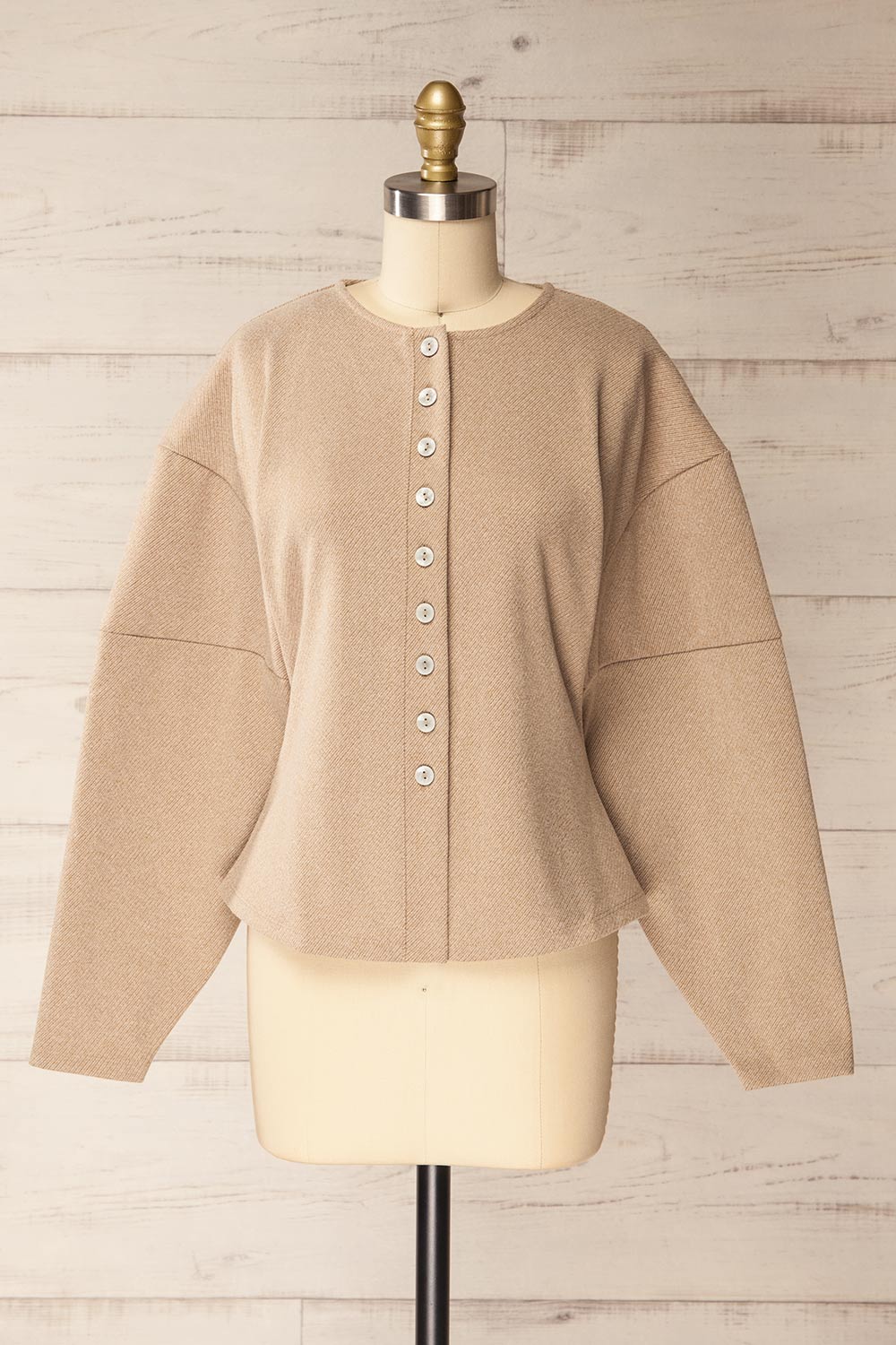 Ceduna Beige | Button-Up Flared Cardigan