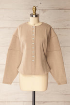 Ceduna Beige | Button-Up Flared Cardigan