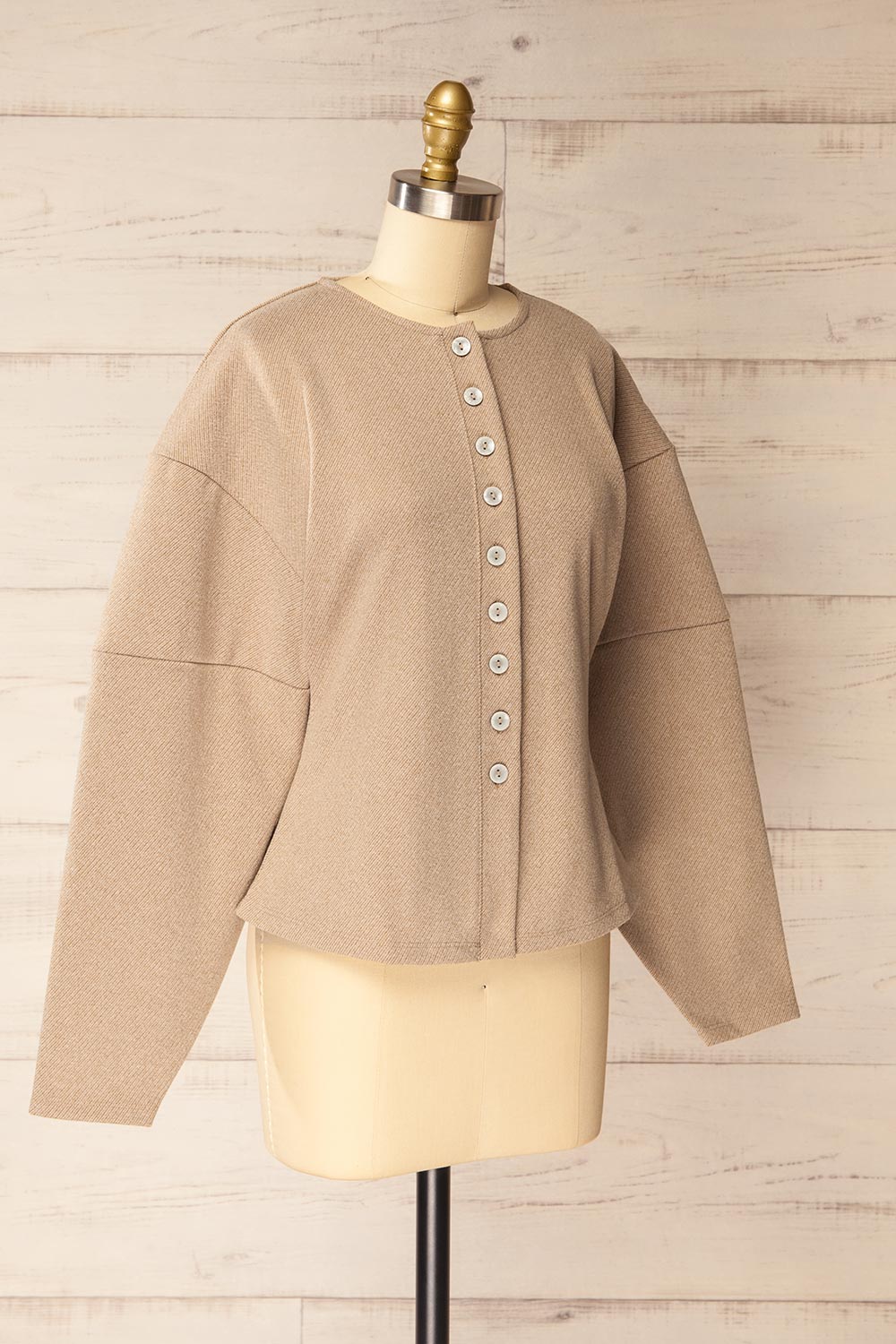 Ceduna Beige | Button-Up Flared Cardigan