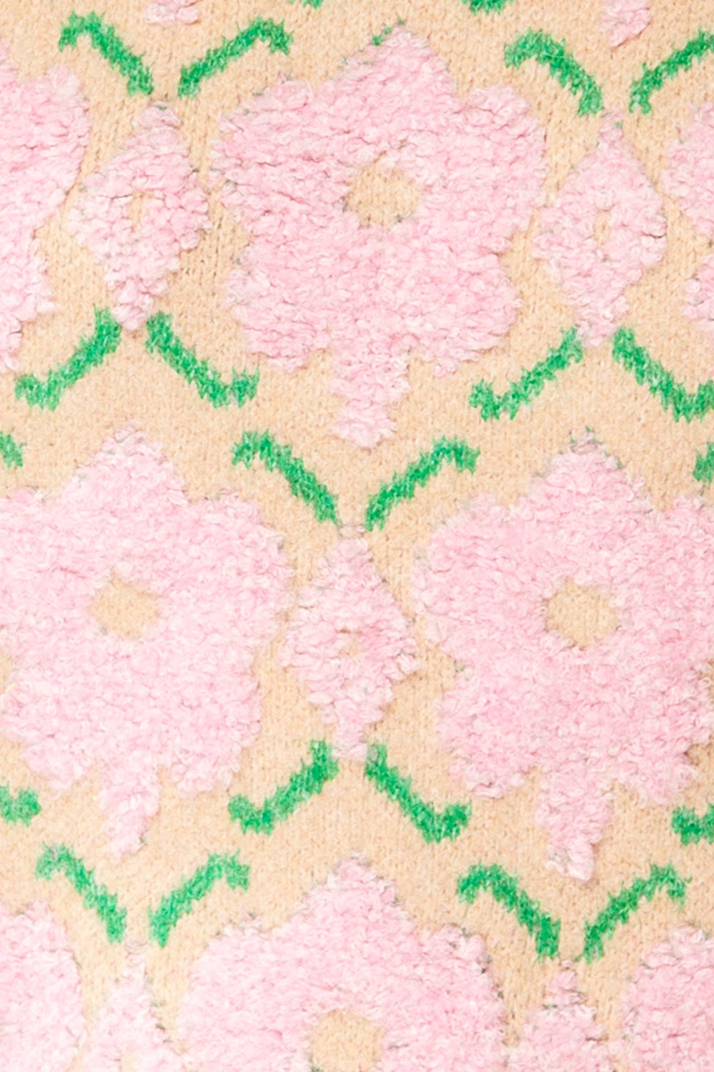 Dalhousie | Beige Knit Sweater with Fuzzy Floral Pattern