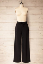 Daman Black | Wide Leg Pants with Drawstring