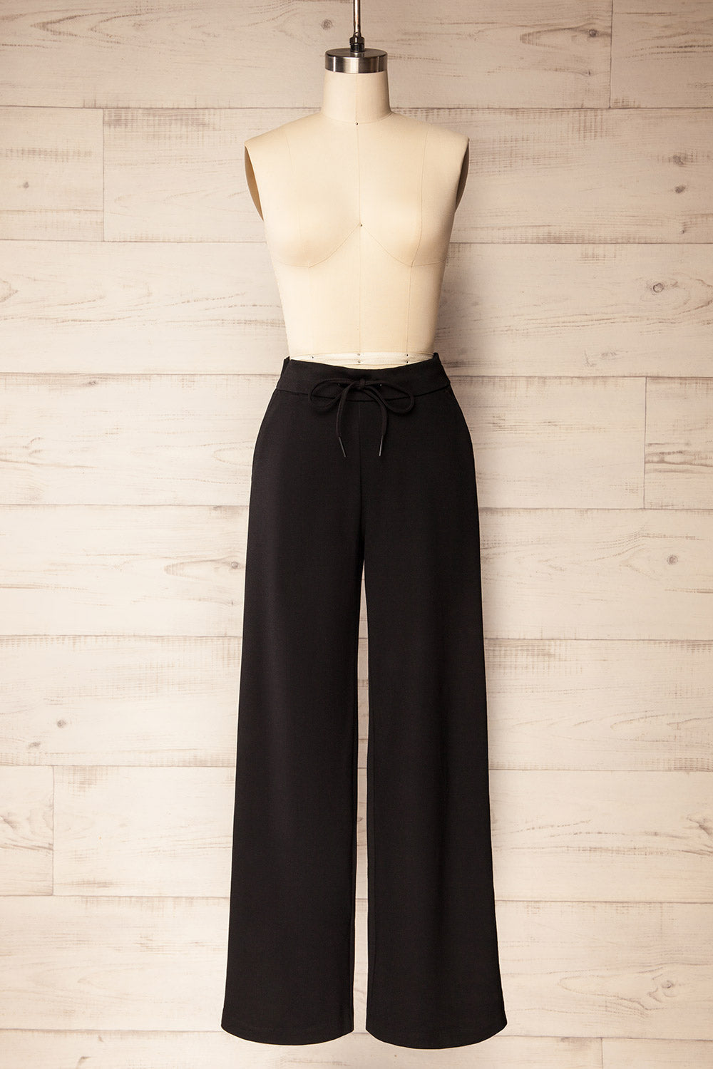 Daman Black | Wide Leg Pants with Drawstring