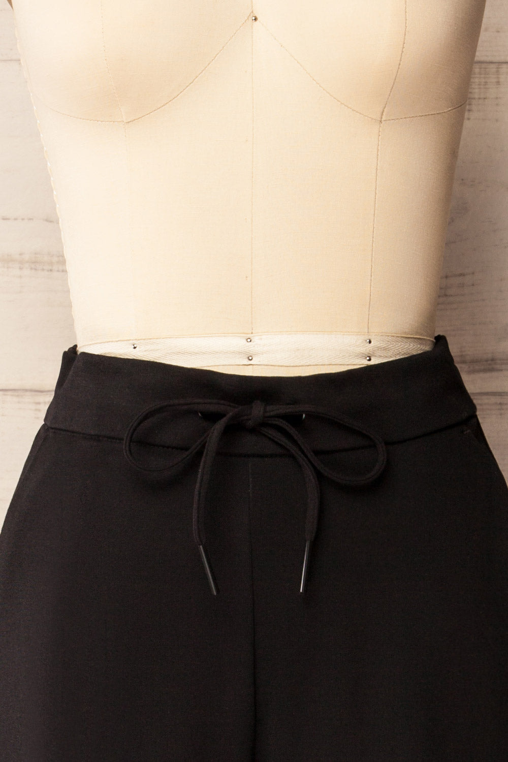 Daman Black | Wide Leg Pants with Drawstring