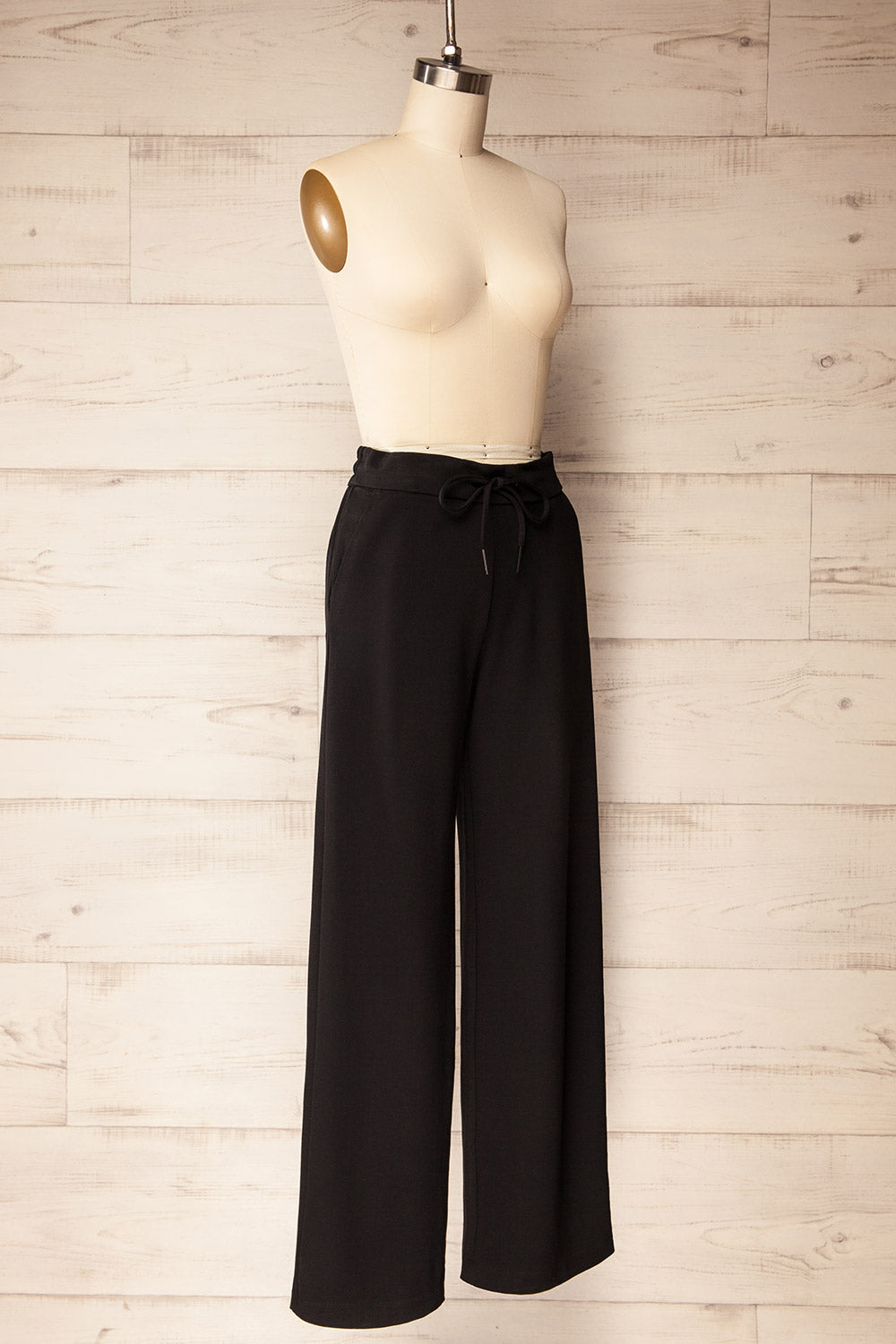 Daman Black | Wide Leg Pants with Drawstring