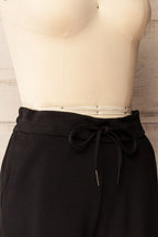 Daman Black | Wide Leg Pants with Drawstring