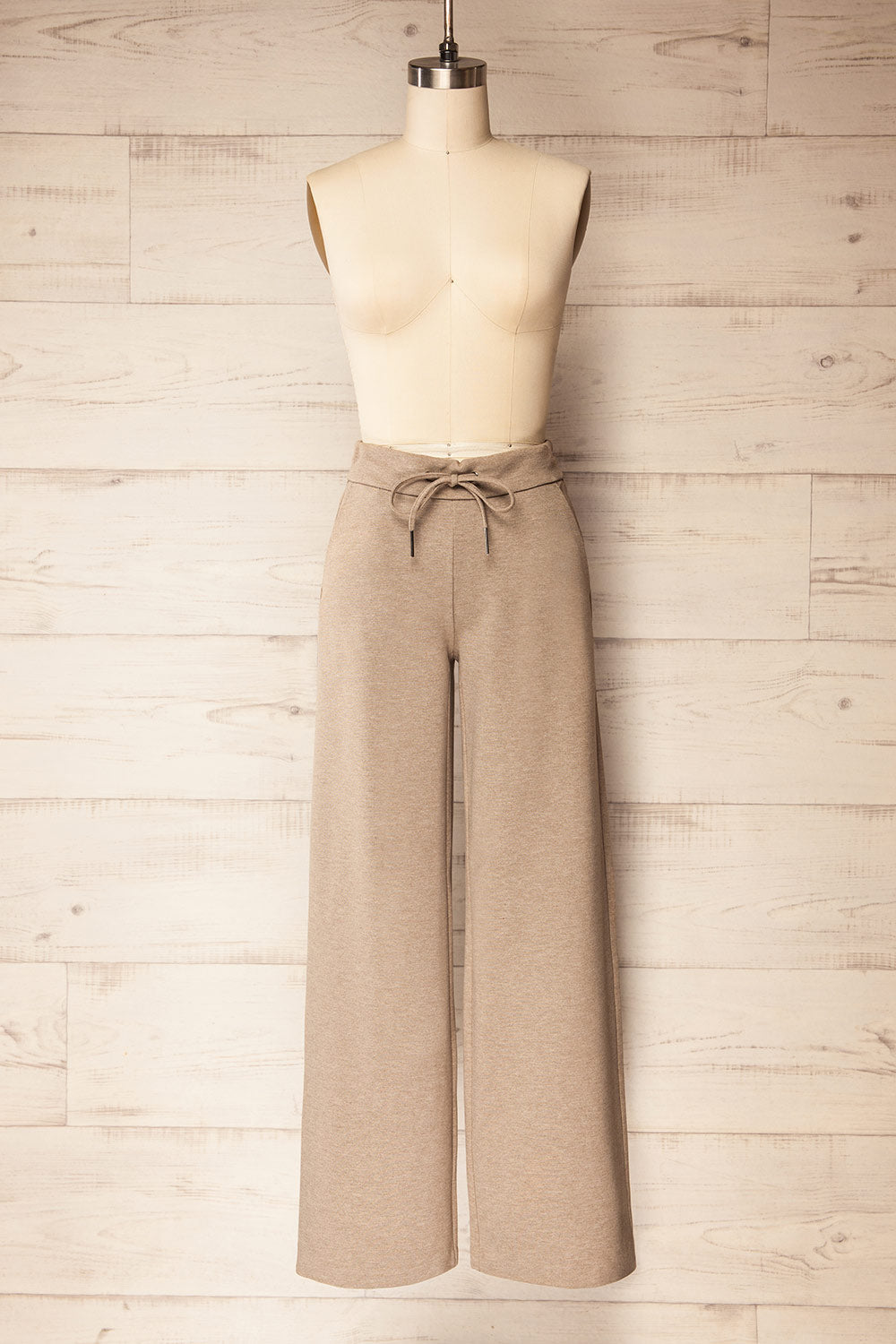 Daman Taupe | Wide Leg Pants with Drawstring