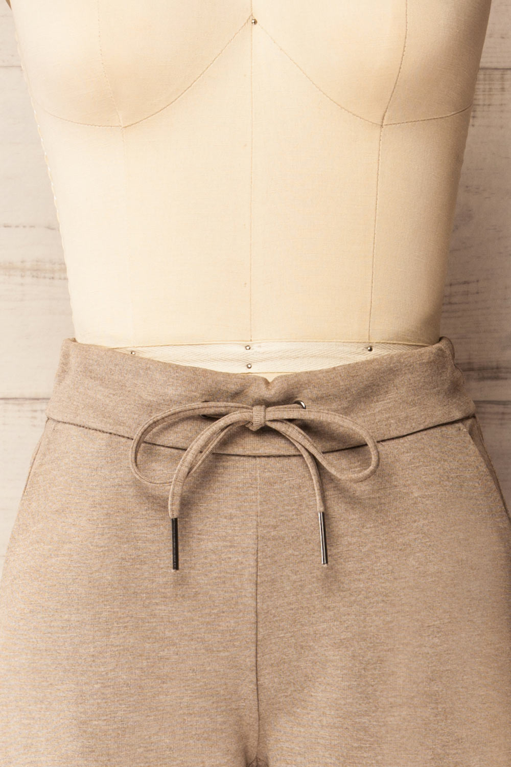 Daman Taupe | Wide Leg Pants with Drawstring