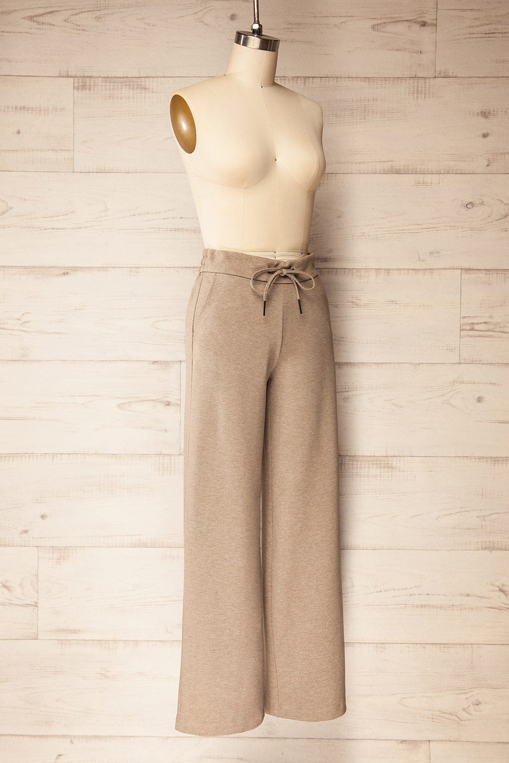 Daman Taupe | Wide Leg Pants with Drawstring