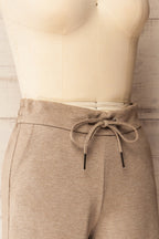 Daman Taupe | Wide Leg Pants with Drawstring
