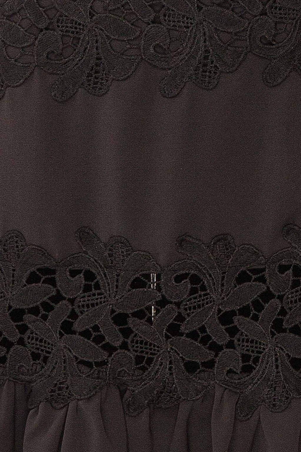 Davina | Black Lace Midi Dress with Smocked Back