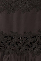 Davina | Black Lace Midi Dress with Smocked Back