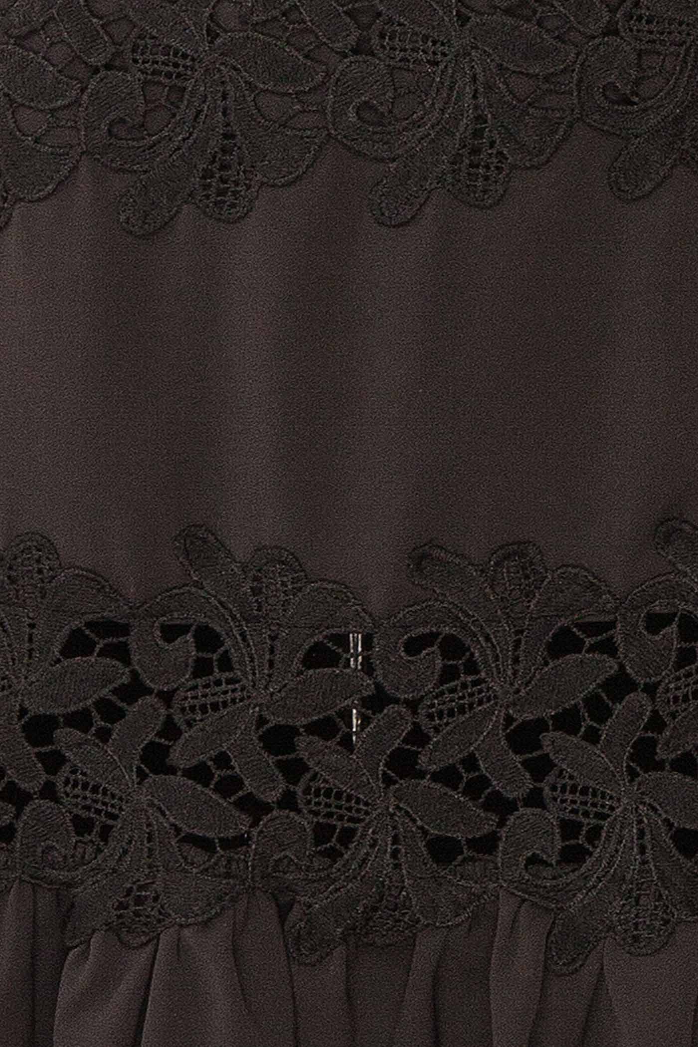 Davina | Black Lace Midi Dress with Smocked Back