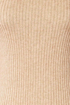 Delhi Beige | Off-the-Shoulder Ribbed Knit Sweater