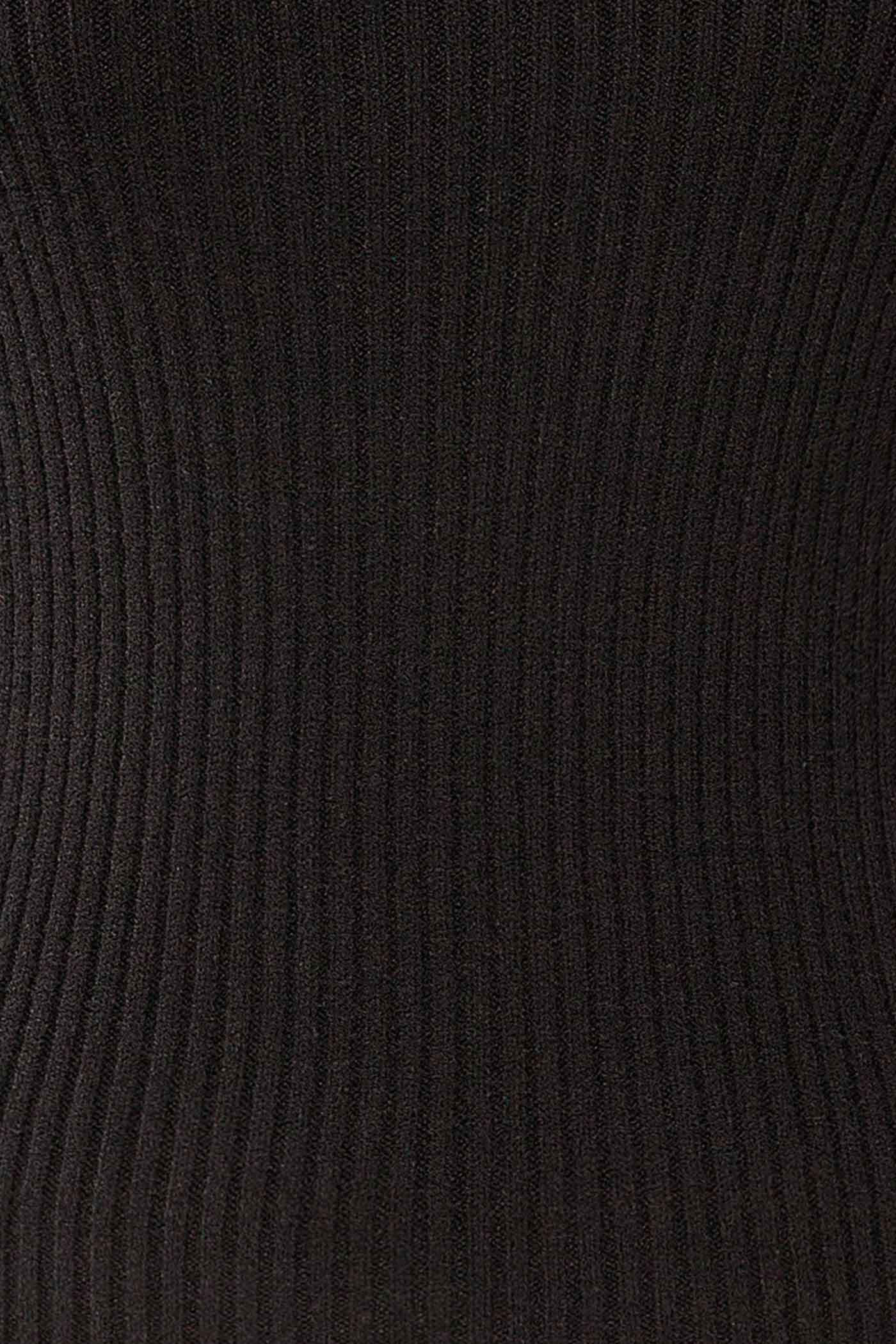 Delhi Black | Off-the-Shoulder Ribbed Knit Sweater