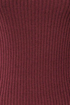Delhi Burgundy | Off-the-Shoulder Ribbed Knit Sweater