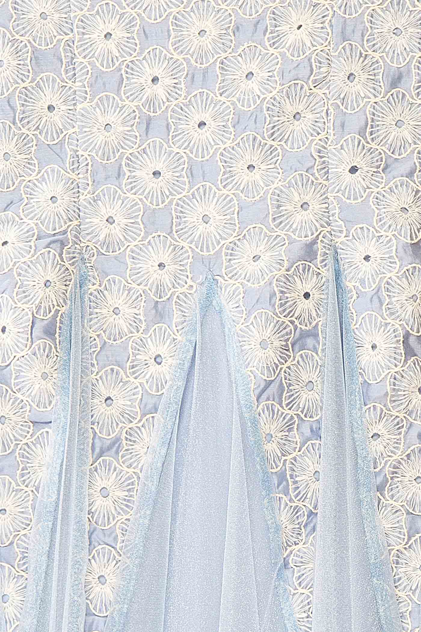 Delvina | Blue Floral Embroidered Midi Dress
