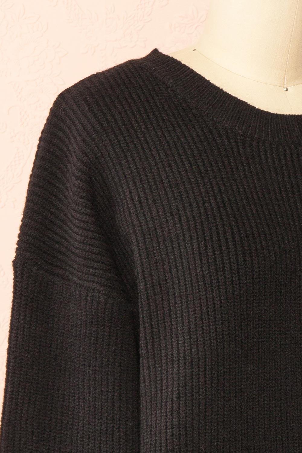 Dharapani | Black Sweater with Pleated Flower