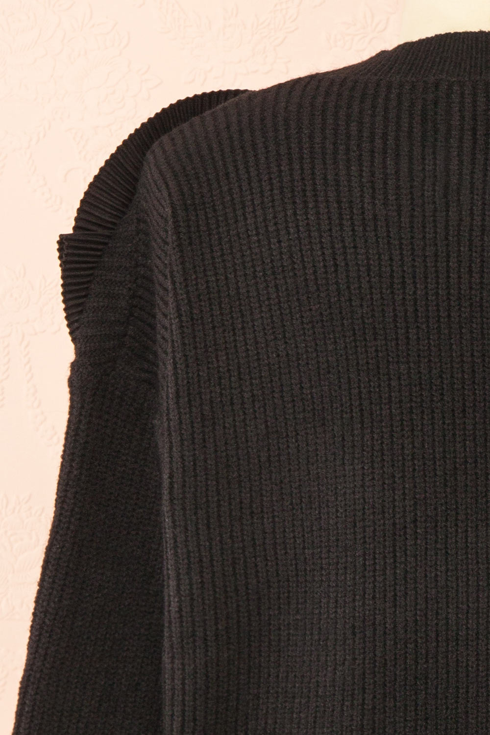 Dharapani | Black Sweater with Pleated Flower