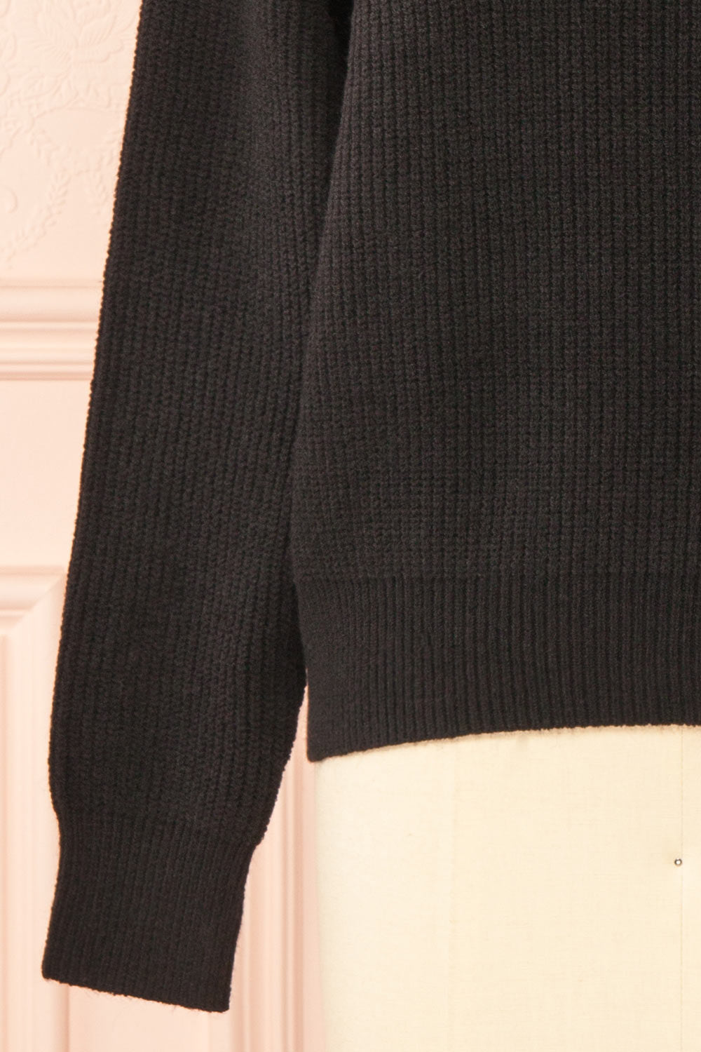 Dharapani | Black Sweater with Pleated Flower