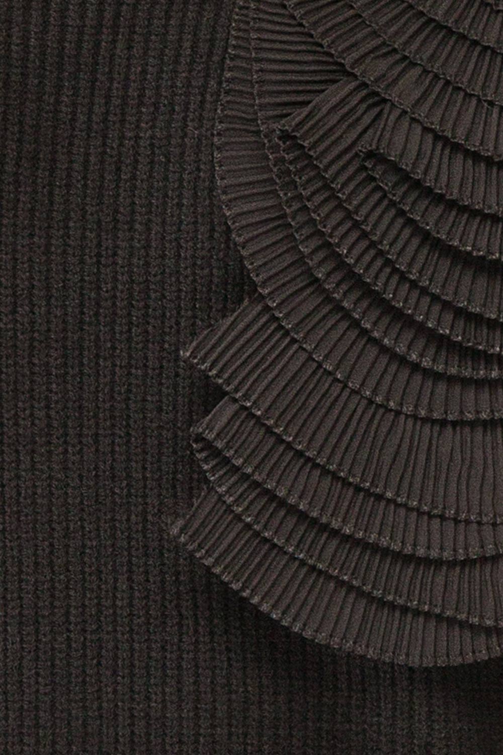 Dharapani | Black Sweater with Pleated Flower