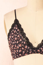 Distyle Black | Floral Mesh Bralette w/ Lace