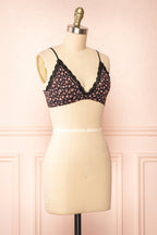 Distyle Black | Floral Mesh Bralette w/ Lace