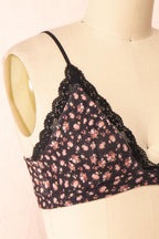 Distyle Black | Floral Mesh Bralette w/ Lace
