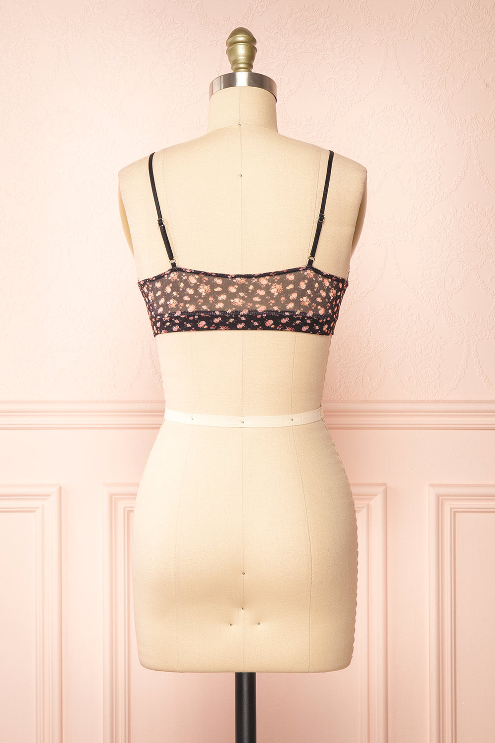 Distyle Black | Floral Mesh Bralette w/ Lace
